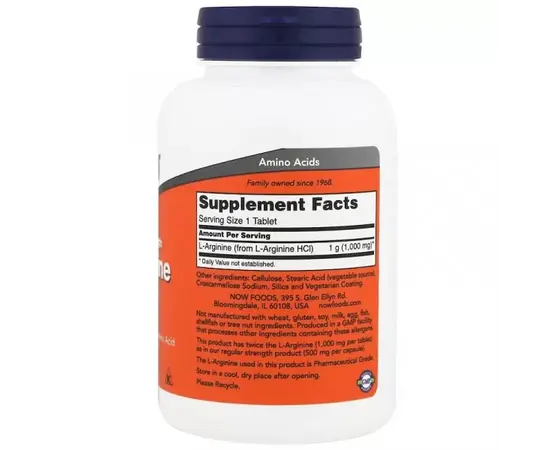 NOW L-Arginine 1000 mg 120 tabs, NOW L-Arginine 1000 mg 120 tabs , изображение 2 в интернет магазине Mega Mass