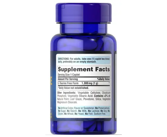 Puritan's Pride L-Taurine 1000 mg 50 tabs, image , зображення 2