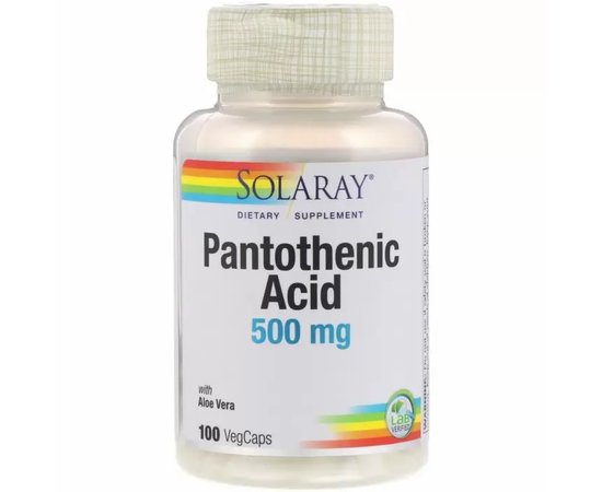 Solaray Pantothenic Acid 500 mg 100 caps, image 