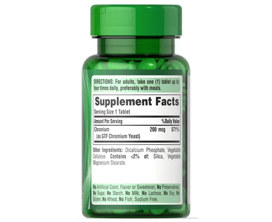 Puritan`s Pride GTF Chromium 200 mcg 100 tablets, image , зображення 2