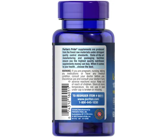 Puritan's Pride L-Lysine 1000 60 caps, image , зображення 3