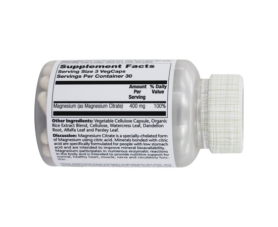 Solaray Magnesium Citrate 400 mg 90 caps, image , зображення 2