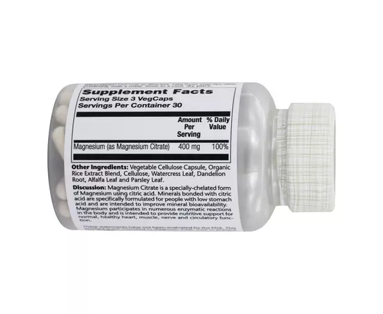 Solaray Magnesium Citrate 400 mg 90 caps, Solaray Magnesium Citrate 400 mg 90 caps , изображение 2 в интернет магазине Mega Mass