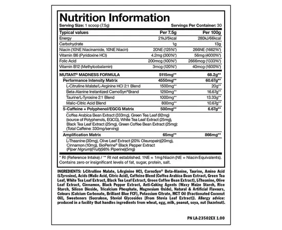 Mutant Madness 225 g, Фасовка: 225 g, Вкусы: Peach Mango / Персик Манго, Mutant Madness 225 g, Фасовка: 225 g, Вкусы: Peach Mango / Персик Манго , изображение 4 в интернет магазине Mega Mass