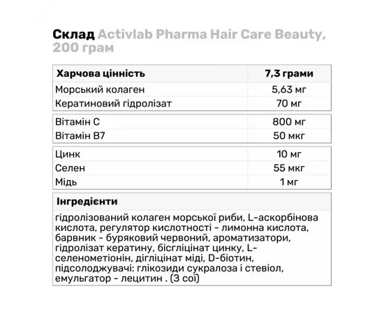 Activlab Pharma Hair Care Beauty 200 g, image , зображення 2
