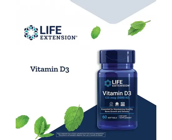 Life Extension Vitamin D3 5000 IU 60 Softgels, Life Extension Vitamin D3 5000 IU 60 Softgels , изображение 3 в интернет магазине Mega Mass