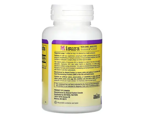Natural Factors Coenzyme Q10 200mg 30 Softgels, image , зображення 3