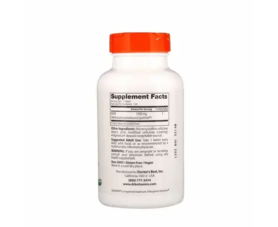 Doctor's Best MSM with OptiMSM 1500 mg 120 tabs, Doctor's Best MSM with OptiMSM 1500 mg 120 tabs , изображение 2 в интернет магазине Mega Mass