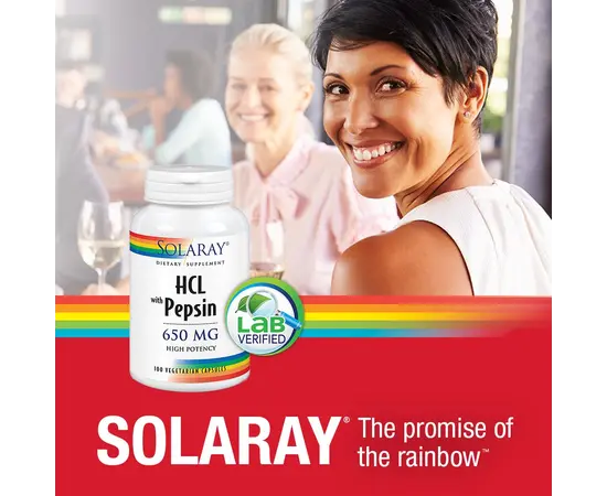 Solaray Betaine HCL with Pepsin 650 mg 100 caps, image , зображення 4