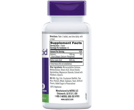 Natrol Alpha Lipoic Acid 600 mg 45 tabs, image , зображення 2