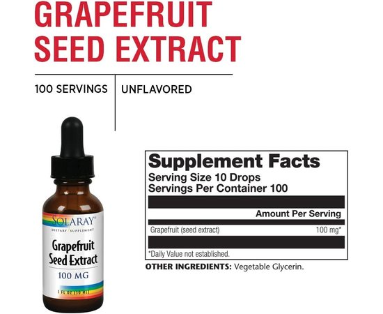 Solaray Grapefruit Seed Extract 100 mg 30 ml, Solaray Grapefruit Seed Extract 100 mg 30 ml , изображение 2 в интернет магазине Mega Mass