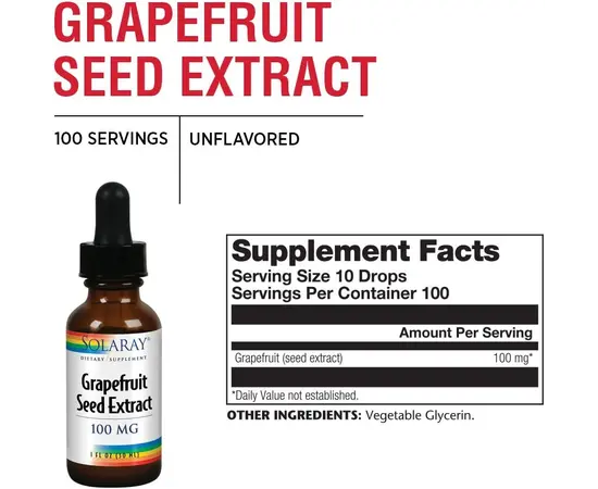 Solaray Grapefruit Seed Extract 100 mg 30 ml, Solaray Grapefruit Seed Extract 100 mg 30 ml , изображение 2 в интернет магазине Mega Mass