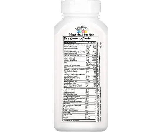 21 Century Mega Multi for Men 90 Tablets, 21 Century Mega Multi for Men 90 Tablets , изображение 2 в интернет магазине Mega Mass