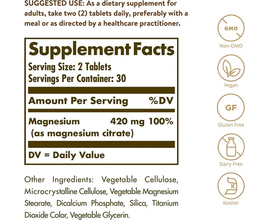 Solgar Magnesium Citrate 60 tabs, Фасовка: 60 tabs, Solgar Magnesium Citrate 60 tabs, Фасовка: 60 tabs , изображение 6 в интернет магазине Mega Mass