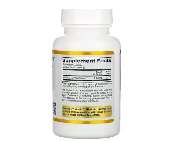California Gold Nutrition Vitamin C 1000 mg 60 caps, image , зображення 2