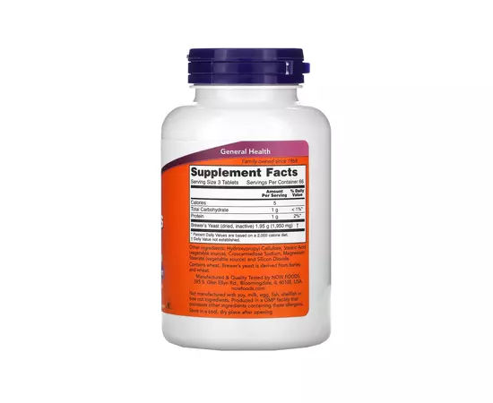 NOW Brewer's Yeast 650 mg 200 tabs, image , зображення 2