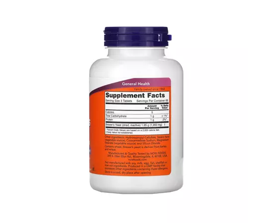 NOW Brewer's Yeast 650mg 200 Tablets, NOW Brewer's Yeast 650mg 200 Tablets , изображение 2 в интернет магазине Mega Mass