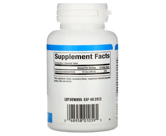 Natural Factors Vitamin D-3 for Kids 10 mcg 100 chewable Tablets, Natural Factors Vitamin D-3 for Kids 10 mcg 100 chewable Tablets , изображение 2 в интернет магазине Mega Mass