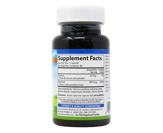 Carlson Selenium 200 mcg 60 caps, image , зображення 2