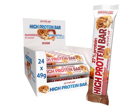 Activlab High Protein Bar (27% protein) 49 g Peanut-Caramel, Activlab High Protein Bar (27% protein) 49 g Peanut-Caramel  в интернет магазине Mega Mass