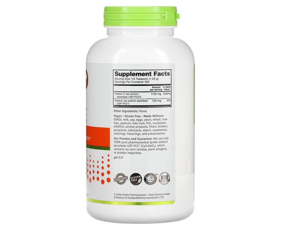 NutriBiotic Sodium Ascorbate Buffered Vitamin C 454 g, NutriBiotic Sodium Ascorbate Buffered Vitamin C 454 g , изображение 2 в интернет магазине Mega Mass