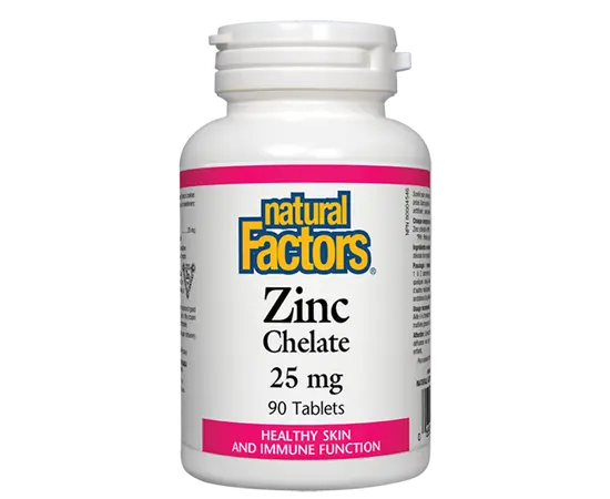 Natural Factors Zinc Chelate 25 mg 90 tabs, image 