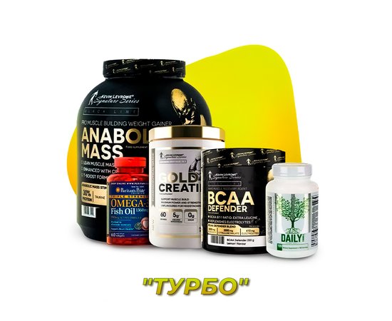 KEVIN LEVRONE GOLD CREATINE 300 G + Kevin Levrone Anabolic Mass 3 kg + Universal Daily Formula 100 tab +KEVIN LEVRONE BCAA DEFENDER 8.1.1 250G +PURITAN'S PRIDE TRIPLE STRENGTH OMEGA-3 FISH OIL 1360 MG (950 MG ACTIVE OMEGA-3) 60 SOFTGELS НАБІР ТУРБО, image 
