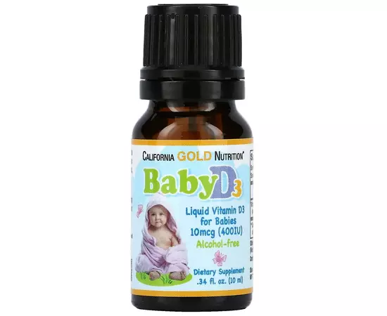 California Gold Nutrition Baby D3 10 mcg (400 iu) 10 ml, image , зображення 2