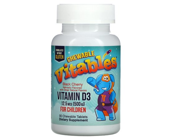 Vitables Vitamin D3 12,5 mcg 90 Chewable Black Cherry, image 