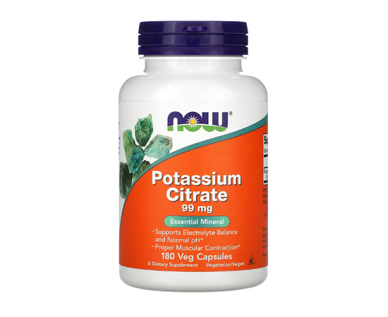 NOW Potassium Citrate 99 mg 180 Caps, image 