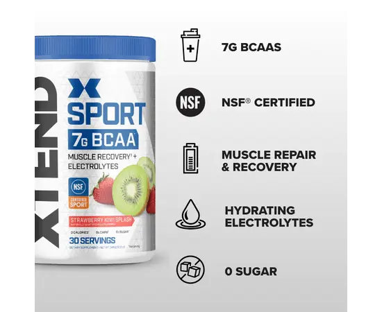 XTEND BCAA Sport 345 g, Вкусы: Strawberry Kiwi / Клубника Киви, XTEND BCAA Sport 345 g, Вкусы: Strawberry Kiwi / Клубника Киви , изображение 3 в интернет магазине Mega Mass