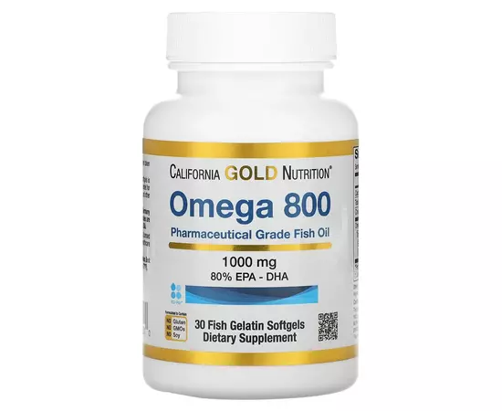 California Gold Nutrition Omega 800 1000 mg 30 softgels, image 