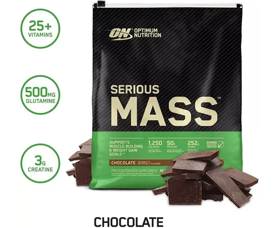Optimum Nutrition Serious Mass 5440 g, Фасування: 5400 g, Смак:  Strawberry / Полуниця, image , зображення 2
