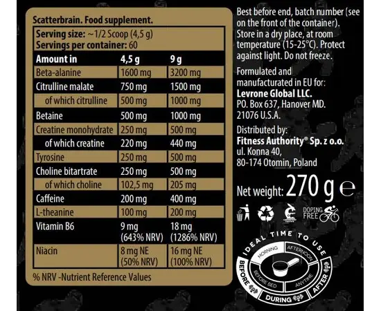Kevin Levrone Scatterbrain 270 g, Фасовка: 270 g, Вкусы: Orange Mango / Апельсин Манго, Kevin Levrone Scatterbrain 270 g, Фасовка: 270 g, Вкусы: Orange Mango / Апельсин Манго , изображение 2 в интернет магазине Mega Mass