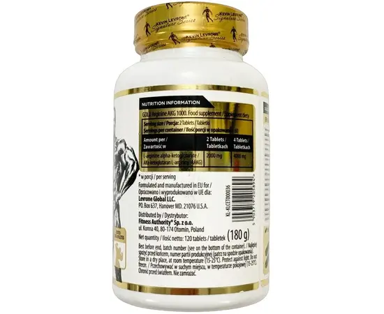 Kevin Levrone Gold Arginine AKG 1000 mg 120 tabs, image , зображення 2