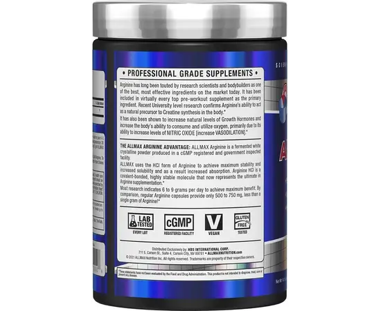 Allmax Arginine 400 g, Фасування: 400 g, Смак: Unflavored  / Без смаку, image , зображення 2