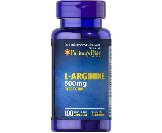 Puritan's Pride L-Arginine 500 mg 100 caps, image 