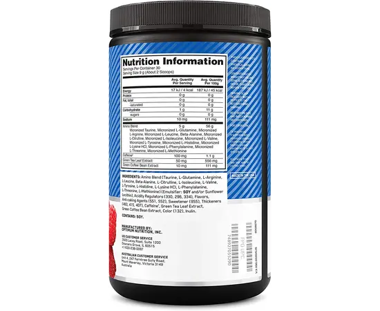 Optimum Nutrition Amino Energy 270 g, Фасовка: 270 g, Вкусы: Blue Raspberry / Голубая Малина, Optimum Nutrition Amino Energy 270 g, Фасовка: 270 g, Вкусы: Blue Raspberry / Голубая Малина , изображение 3 в интернет магазине Mega Mass
