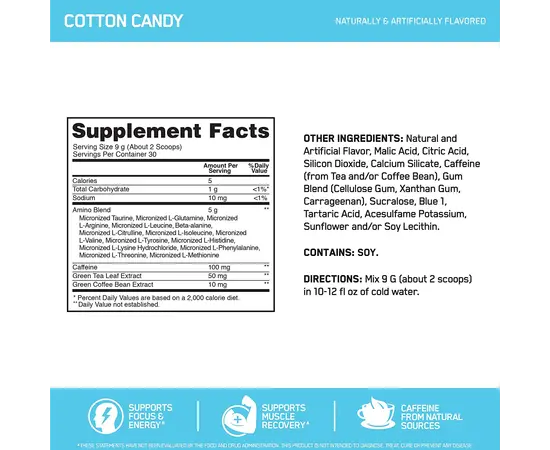 Optimum Nutrition Amino Energy 270 g, Фасування: 270 g, Смак: Juicy Strawberry Burst / Соковитий Полуничний Вибух, image , зображення 3