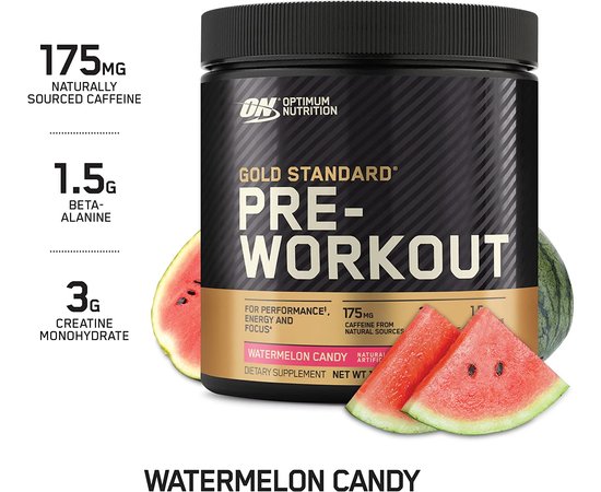 Optimum Nutrition Gold Standard Pre-Workout 300 g, Фасовка: 300 g, Смак: Watermelon Candy / Кавун Цукерка, image , зображення 5