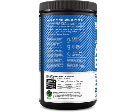 Optimum Nutrition Amino Energy 270 g, Фасовка: 270 g, Вкусы: Blue Raspberry / Голубая Малина, Optimum Nutrition Amino Energy 270 g, Фасовка: 270 g, Вкусы: Blue Raspberry / Голубая Малина , изображение 4 в интернет магазине Mega Mass