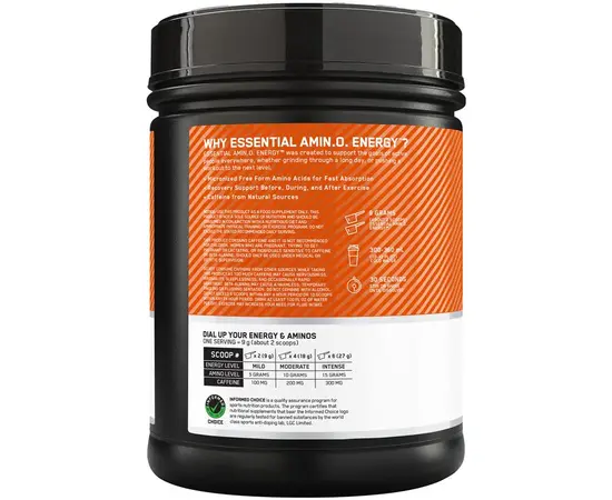 Optimum Nutrition Amino Energy 585 g, Фасовка: 585 g, Вкусы: Orange Cooler / Апельсиновая Прохлада, Optimum Nutrition Amino Energy 585 g, Фасовка: 585 g, Вкусы: Orange Cooler / Апельсиновая Прохлада , изображение 4 в интернет магазине Mega Mass