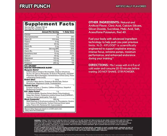 BSN N.O.-Xplode 555g, Фасовка: 555 g, Вкусы: Fruit Punch / Фруктовый Пунш, BSN N.O.-Xplode 555g, Фасовка: 555 g, Вкусы: Fruit Punch / Фруктовый Пунш , изображение 5 в интернет магазине Mega Mass