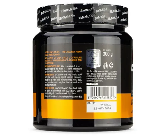 Biotech Citrulline Malate 300 g, Фасування: 300 g, Смак: Green Apple / Зелене Яблуко, image , зображення 2