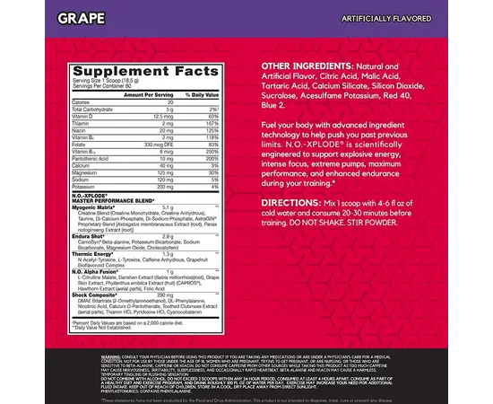 BSN N.O.-Xplode 1100 g, Фасування: 1100 g , Смак: Grape / Bиноград, image , зображення 4