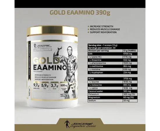 Kevin Levrone Gold EAAmino 390 g, Смак: Fruit Massage / Фруктовий Мікс, image , зображення 2
