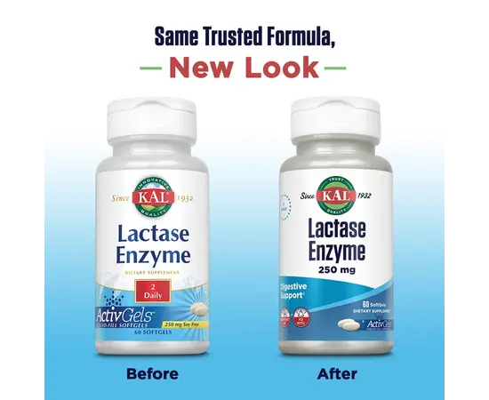 KAL Lactase Enzyme 250 mg 60 softgels, KAL Lactase Enzyme 250 mg 60 softgels , изображение 3 в интернет магазине Mega Mass