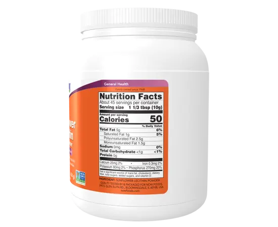 NOW Sunflower Lecithin 454 g Pure Powder, image , зображення 2