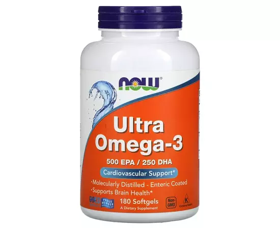 NOW Ultra Omega-3 180 softgels, NOW Ultra Omega-3 180 softgels  в интернет магазине Mega Mass