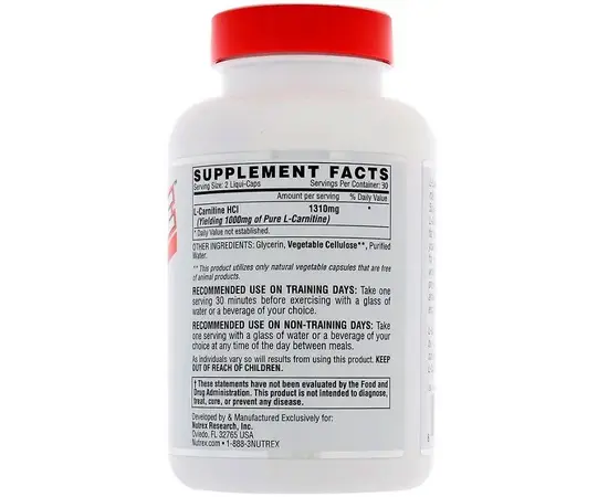 Nutrex Lipo-6 Carnitine 60 caps, image , зображення 2